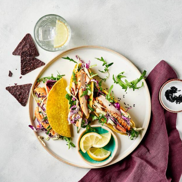 Tacos med coleslaw og stegt BBQ inderfilet